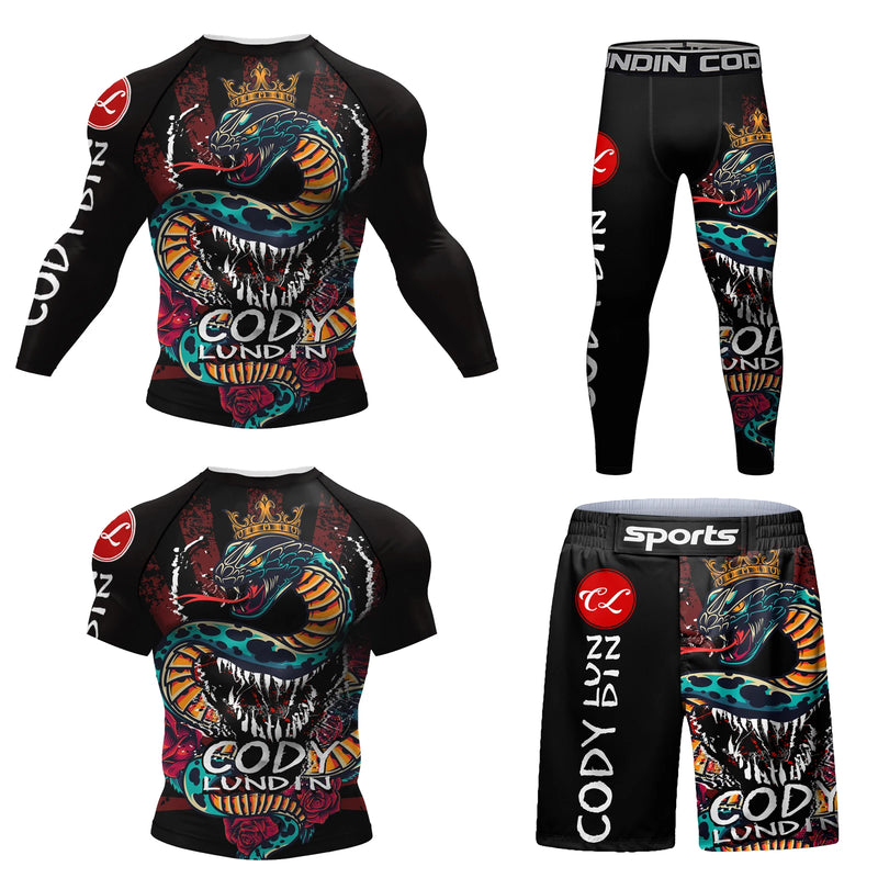 Cody Lundin Durability MMA BJJ Rash Guard Tight Exercise Jogging T - Shirts+Pants 3D Print Compression - View 16 | SAMAG