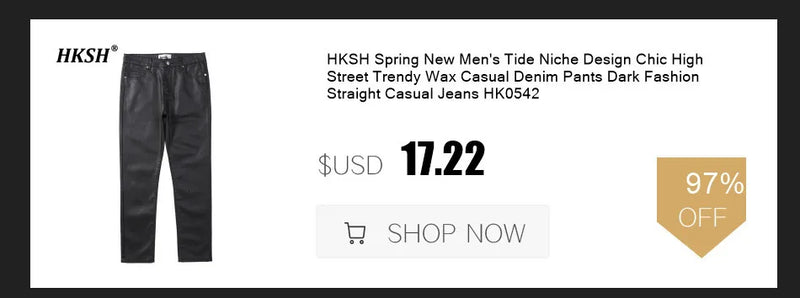 HKSH Spring Summer New Men's RO Style Round Collar Printed T-shirt Oversized Chic Cotton Chic Top American Loose Y2K Tees HK4638