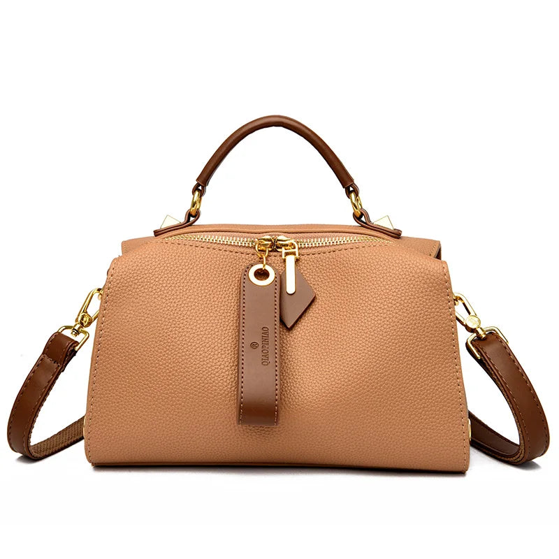 2026 New Large Capacity Boston Pillow Bag Women's Crossbody Soft Leather Handbag Commute Texture Single Shoulder Bag