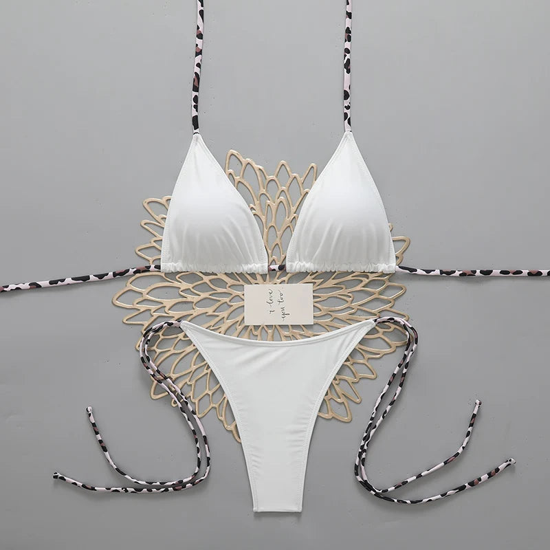 Sexy Leopard Women's Beach Bikini Swimsuit Halter Tie | SAMAG