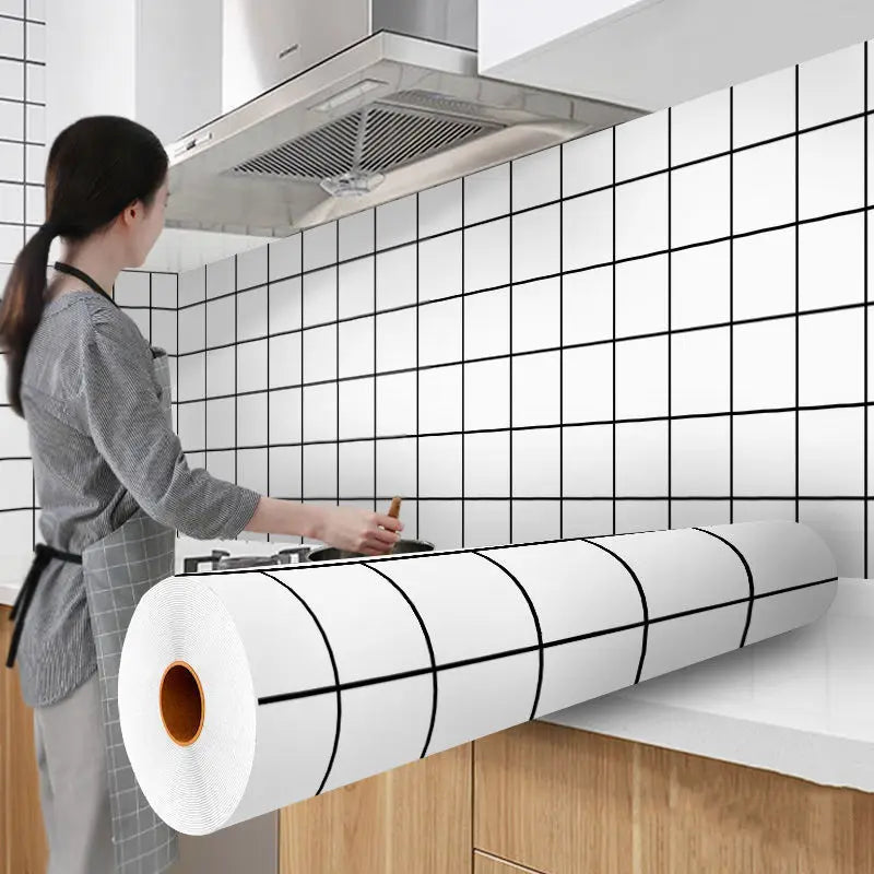 Waterproof Wall Stickers Kitchen Oil-proof Sticker Wallpaper Self-adhesive Waterproof Moisture-proof High Temperature Wall