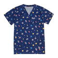 Nurse Uniforms Women Print Short Sleeve V-neck Scrubs Working Medical Blouse Overalls Uniforms Medical Nursing Spa Pet Dentistry