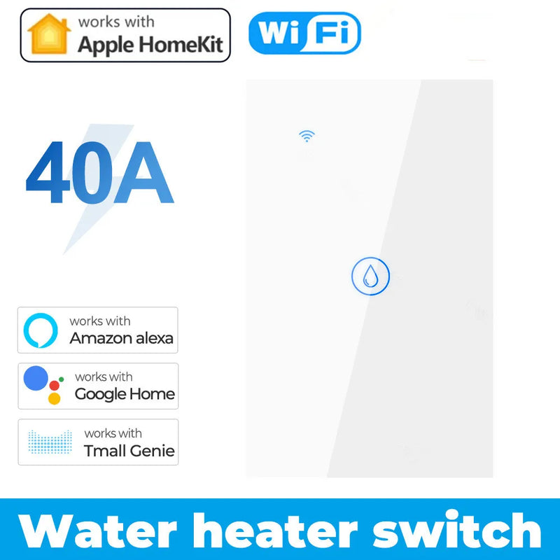 40A Homekit Water Heater Switch Smart Boiler Water Heater WiFi Light Switch Timer Panel Switch High Power Support Alexa Alice