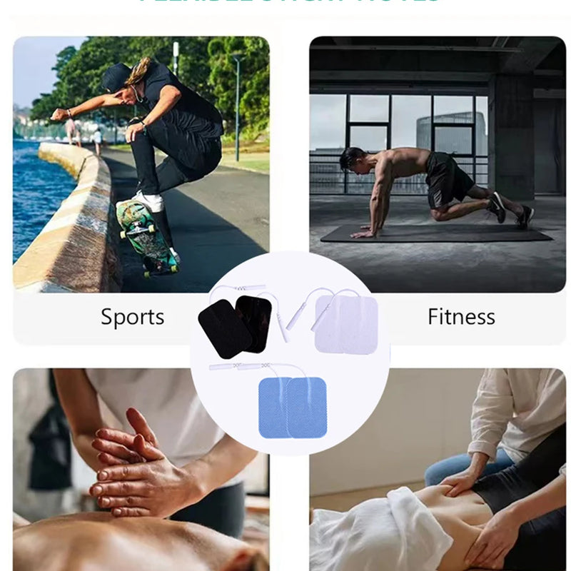 10Pcs 2mm Plug Non-woven Fabric Reusable Self Adhesive Electrode Pads Conductive Gel Pad Body Digital  Massager