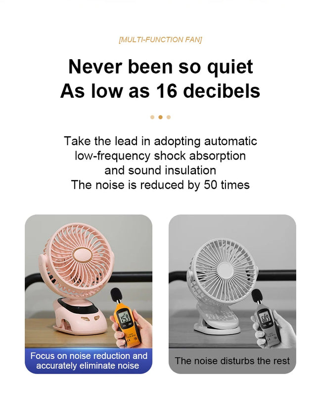 Portable Desktop Wireless Clip-on Electric Fan 2000mAh Battery Outdoor Travel Portable Electric Mini Fan for Baby Stroller Cart