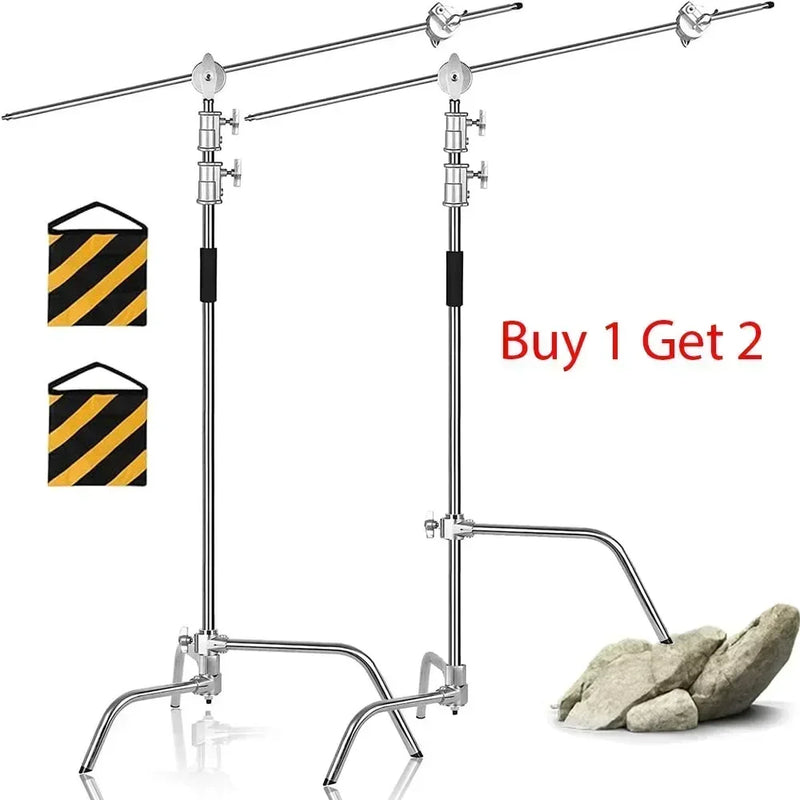 C Stand Stainless Steel Kit Light Stand With Weight Bag Photo Studio Accessories Extension Rod 2.49M Length Arm Cross Boom