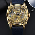 Men Automatic Watch Retro Style Mechanical Watches Skeleton Carve Waterproof Leather No Logo Mens Watch Boyfriend's Gift