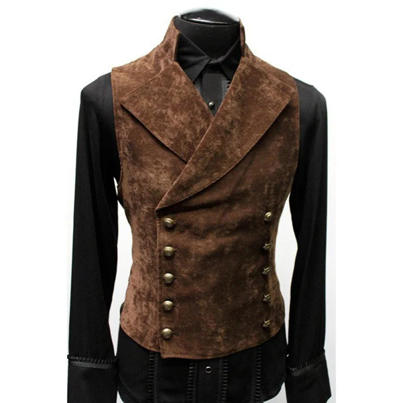 Mens Gothic Vest Costume Gothic Mens Polyester Breast Waistcoat Double Vest Victorian Waistcoat Tool
