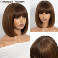 Real Scalp Bang Wig Straight Bob Wig With Bangs 3x1 Lace 100% Human Hair Short Ready-to-Wear Wig for Women Beginner Friendly