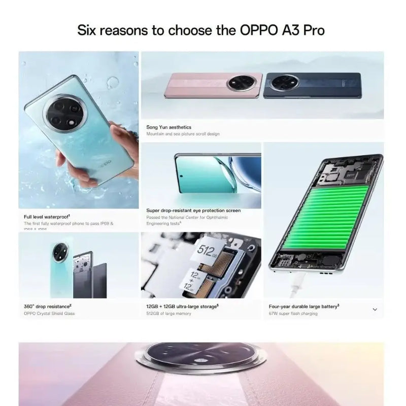 2026 Edition OPPO A3 pro 5G  Global Version 6.7-Inch Display 5000mAh High-Capacity Battery 8+256GB Storage Smartphone