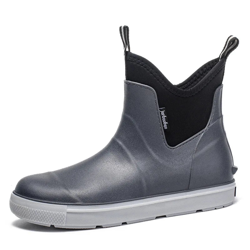 Versatile Casual Middle Tube Waterproof Shoes Men Fashion Hiking Shoes Anti-slip Wear-resistant Outdoors Rain Boots Fishing Boot