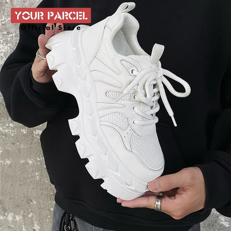 Height increasing 7CM men's shoes IG dad shoes sporty and versatile  summer breathable mesh thick sole derby shoes