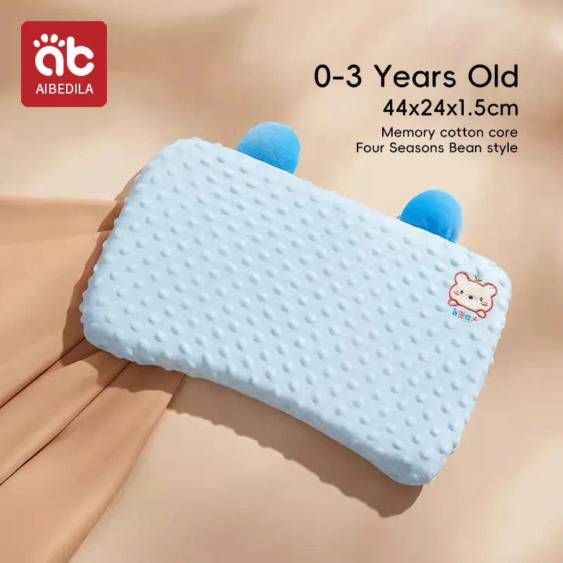 AIBEDILA Infants Washable Pillow Toddlers Soothing Bean Sleeping Pillows 0-6Y Kindergarten Cartoon Memory Silicone Cotton Pillow