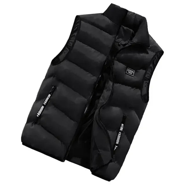 Trend Stand Collar Zipper Men Vests New Stylish Sleeveless Waistcoat Warmth Men Winter Vest Brand Winter Windproof Padded Vest
