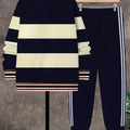 The new men's set for Spring and Autumn features a casual fashionable comfortable and soft 3D striped - View 3 | SAMAG