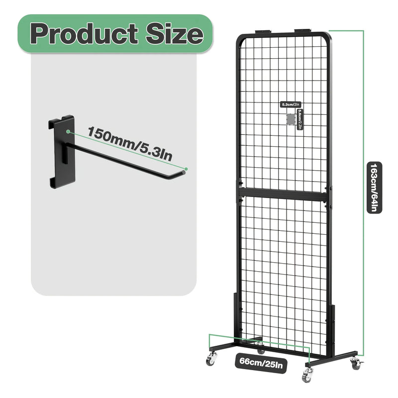 Grid Wall Panels Display Stand - Display Rack with 15 Hooks for Vendor Events Art Display Panels Heavy Duty Floor Standing