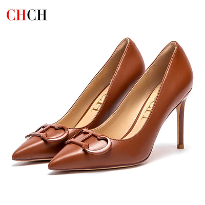 CHCH Women's High Heels New Pointed Metal Buckle Party | SAMAG