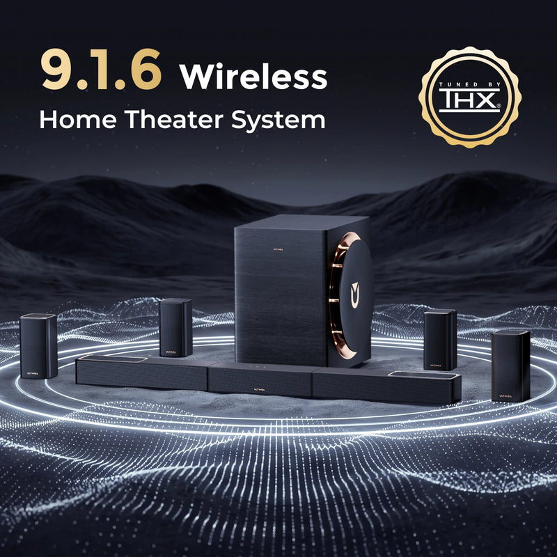 ULTIMEA Skywave X100 9.1.6CH Dolby Atmos&DTS:X Soundbar, 1500W Home Theater with 10'' Wireless Subwoofer, 8K HDR Pass-Through