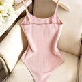 Sleeveless Knit Bodysuit Hot Summer Sexy Bodycon Off Shoulder Halter Tops Casual Street Bodice For Women ClubWear