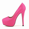 Women Sexy Pumps Stilettos 14cm Super High Heels Round Toes Platform Thin Heel NightClub Party Dress Red Wedding Shoes Big Size