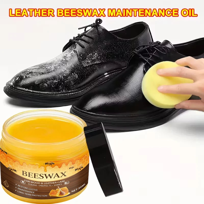 50ml New Universal Beeswax Shoe Polish Kit - Quick Shine, Deep Nourishment, All Colors, Easy, Long-lasting Protection