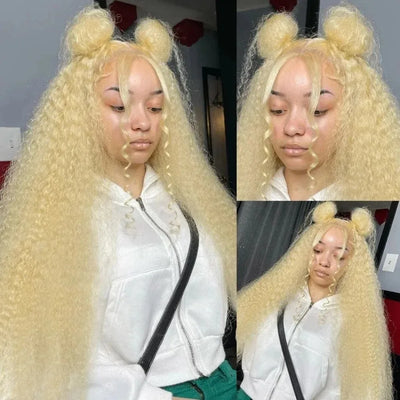 613 Blonde Lace Frontal Wig Deep Wave 13x4 13x6 HD Lace Human Hair Wig Pre Pluck Curly Lace Front Wigs Brazilian Human Hair