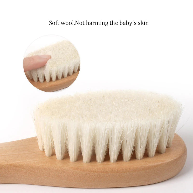 Wooden Baby Hair Brush Comb Soft Baby Bath Brush Clean Hair Body Gentlely Newborn Protect Shower Infant Wash Care Tool