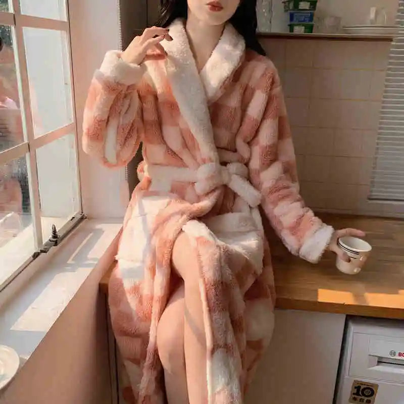 Coral Fleece Robe Women's Winter Pajamas Nightgown | SAMAG
