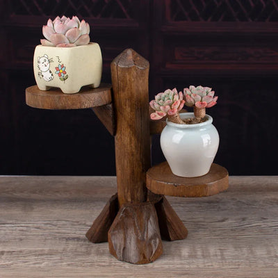Handmade Wood Plant Stand for Succulents Living Room | SAMAG