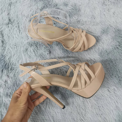 Women Sandals 14CM Super Sexy Platform High Heels Ankle | SAMAG