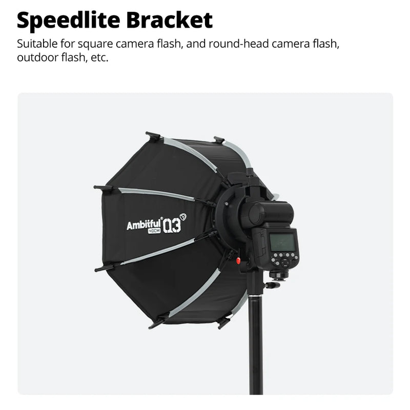 AMBITFUL Q3 On-top Camera Flashlight Softbox Quick Set-up Flash Bracket Softbox For Round Head Square Head Flash Speedlite
