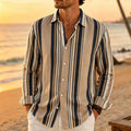 Men's long sleeved shirt mixed color vertical stripe | SAMAG