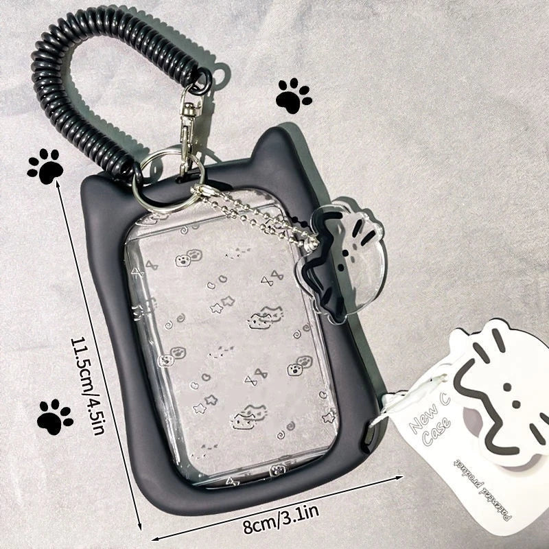 Cute  Photocard Keychain Case - Clear PVC Card Holder with Key Ring for Backpack, Protective Display Sleeve for Idol Photo, Gift for Fans Collectors