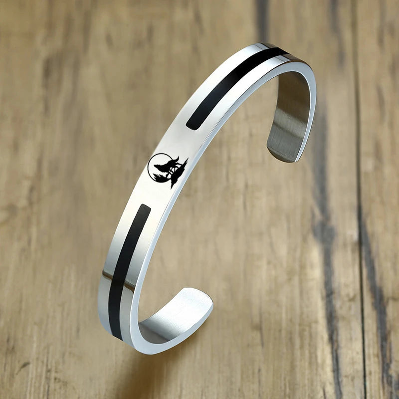 Men Bangle, Enemal Viking Logo Cuff Bracelet For Gentleman, Stainless Steel Minimalist - Visuel 29 | SAMAG