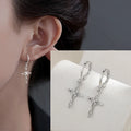 VENTFILLE 925 Sterling Silver CZ Star Moon Asymmetric Hoop Earrings for Women Girls Gold Silver Color Party Jewelry Gifts