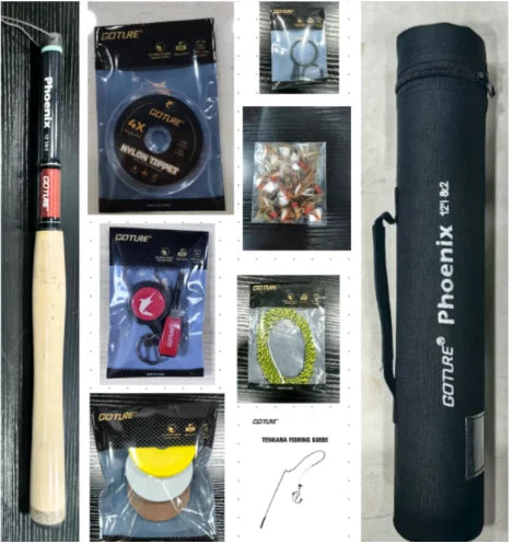 Goture 3.6m Tenkara Rod Set with Spare Tip Section&Storage Bag Complete Beginner Tenkara Fishing Kit for Travel Hiking Camping
