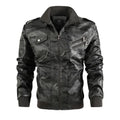 Autumn Pu Leather Jacket Men's Camouflage Leather Jacket Youth Locomotive Washed Retro Leather Jacket Men