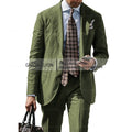 2025 New Casual Men's Suit Jacket Summer Spring Blazer Two Bottom Breathable Cotton Linen Coat 2 Pieces( Jacket+Pants )