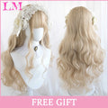 LM Medium Length Pink Cosplay Wig Heat Resistant Costume Party Synthetic Wigs 2 Clip On Ponytail 7 Colors
