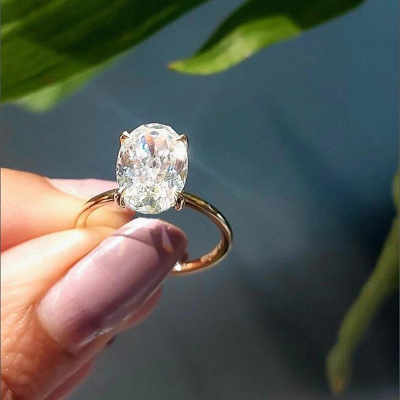 Oval Cut 925 Sterling Silver 1-3carat Moissanite Engagement Ring for Woman 14k Gold Plated Wedding Gifts with Certificate