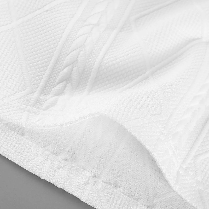 Men's White Diamond Cable Knit Set, Crew Neck Short | SAMAG