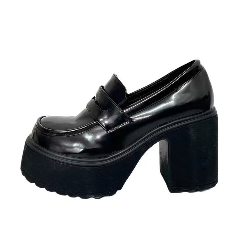 Mary Janes Women's oes Thi Bot Heightening Faionable Spring Autumn Retro High Heels Roman Sle Glued Rubber Sole