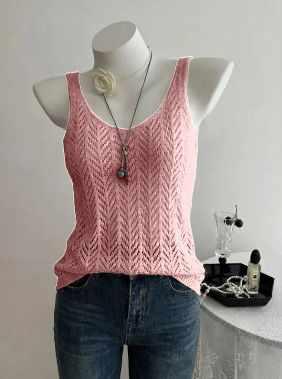 Ladies Elegant Solid Color Knitted Vest Summer Thin Layer - View 8 | SAMAG