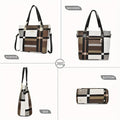 6 Pcs Women Plaid Handbag Set Fashion Checkered PU Leather Tote Shoulder Crossbody Bag Ladies Clutch Purse Card Coin Wallet Multi-piece Bag Set For Daily Shopping Party
