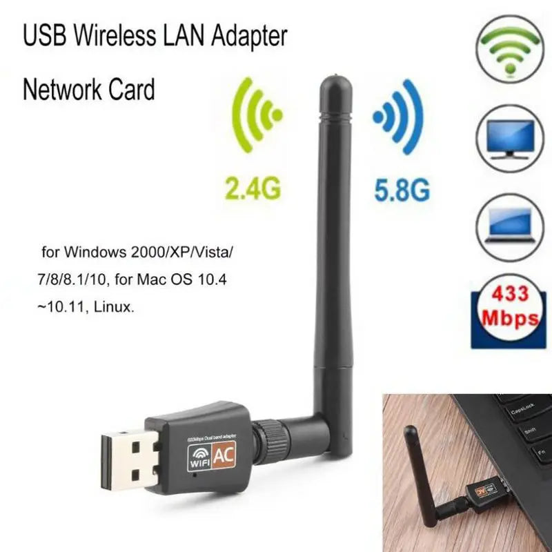 360 Portable 600Mbps Dual Band 5GHz Wireless Network Card Lan USB PC WiFi Adapter Antenna 802.11AC - Visuel 4 | SAMAG