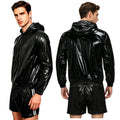 Men Waterproof Glossy Jacket Tops with Jogging Pants Hip | SAMAG