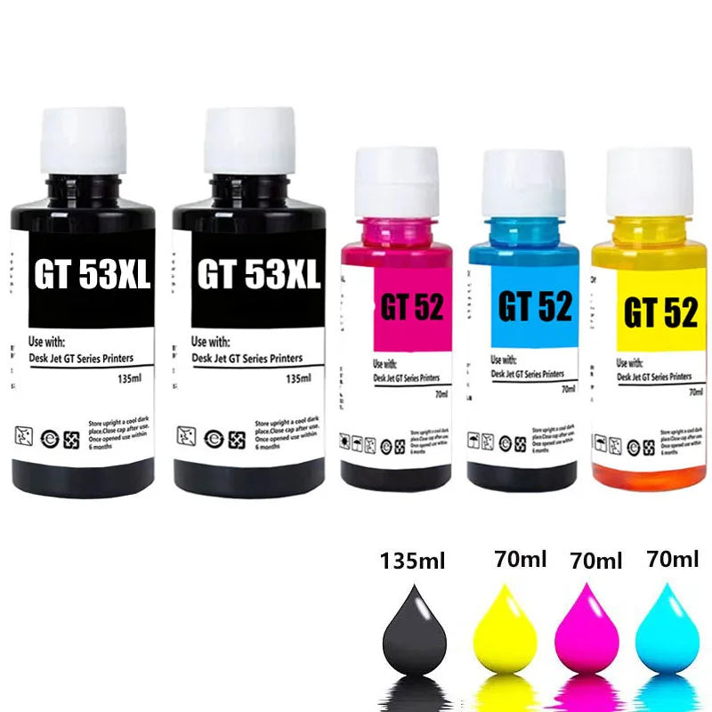 GT53XL GT52 Refill Ink For HP GT5820 GT411 GT582 GT410 518 519 510 531 672 726 755 798 Printer gt53xl gt52 Refill Dye Ink