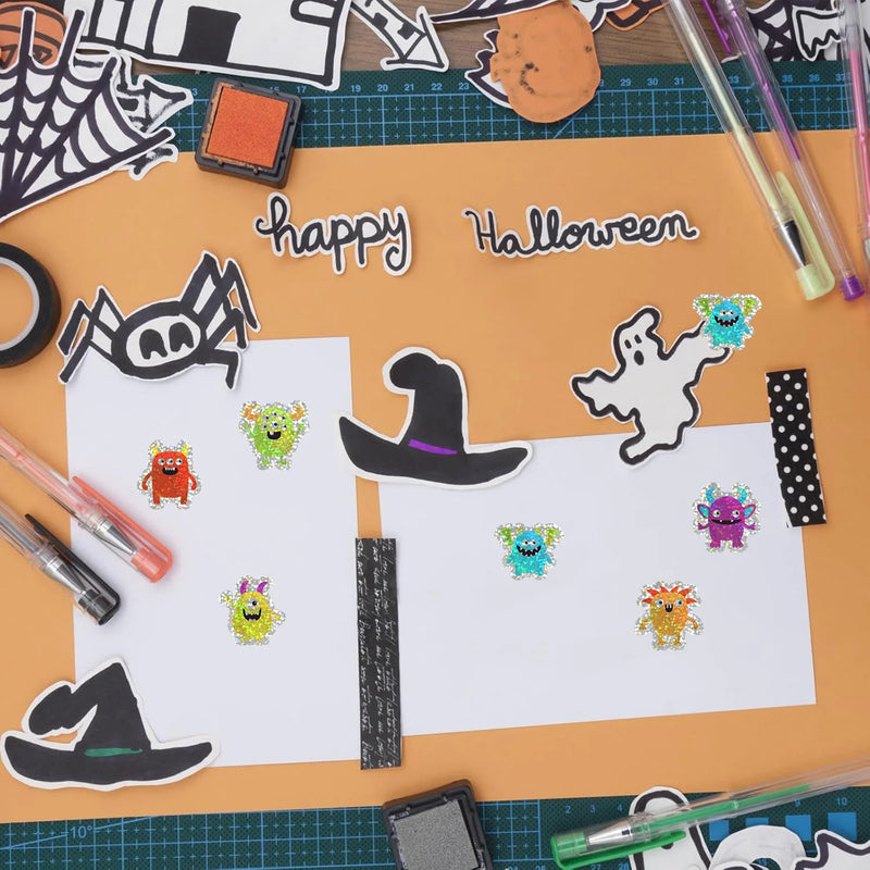 100-500pcs Laser Monster Halloween Stickers Party Halloween Gift Wrapping Label Scrapbook Cartoon Stationery Stickers