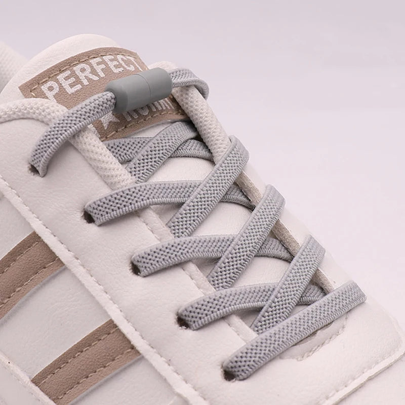 New 1Pair/3Pair Metal Lock Shoe Laces for Sneakers Elastic Stretch No Tie Shoelaces Casual Shoes Running Shoes