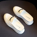 Women's 2026 New Solid Color Heightening Design Wedge Slippers Spring and Summer Metal Decorative Leisure Baotou Slippers
